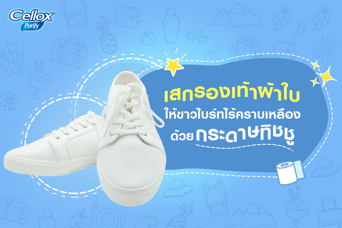 เสกรองเท้าผ้าใบให้ขาวไบรท์ไร้คราบเหลืองด้วยกระดาษทิชชู